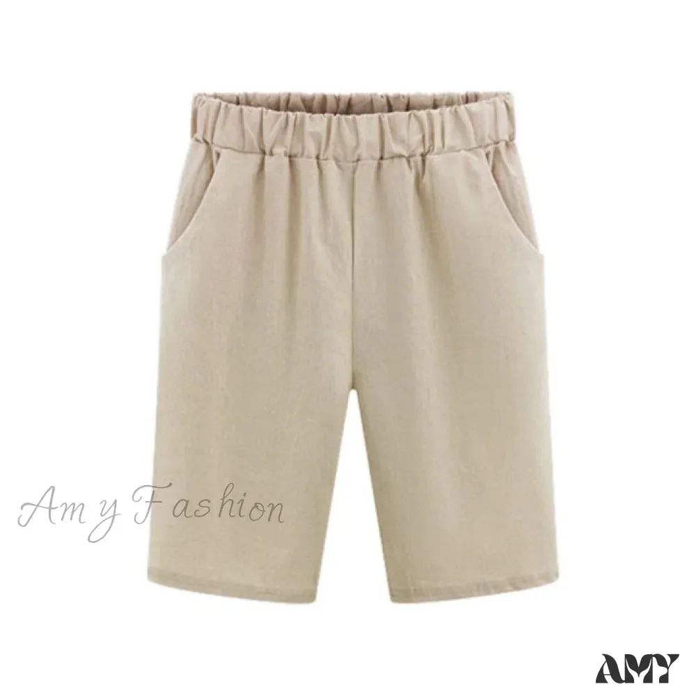 Amy Fashion - Plus Size Elastic Waist Casual Harem Shorts