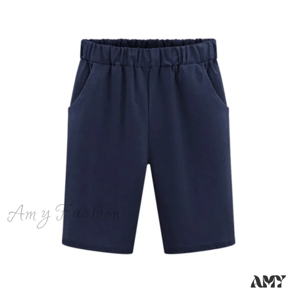 Amy Fashion - Plus Size Elastic Waist Casual Harem Shorts