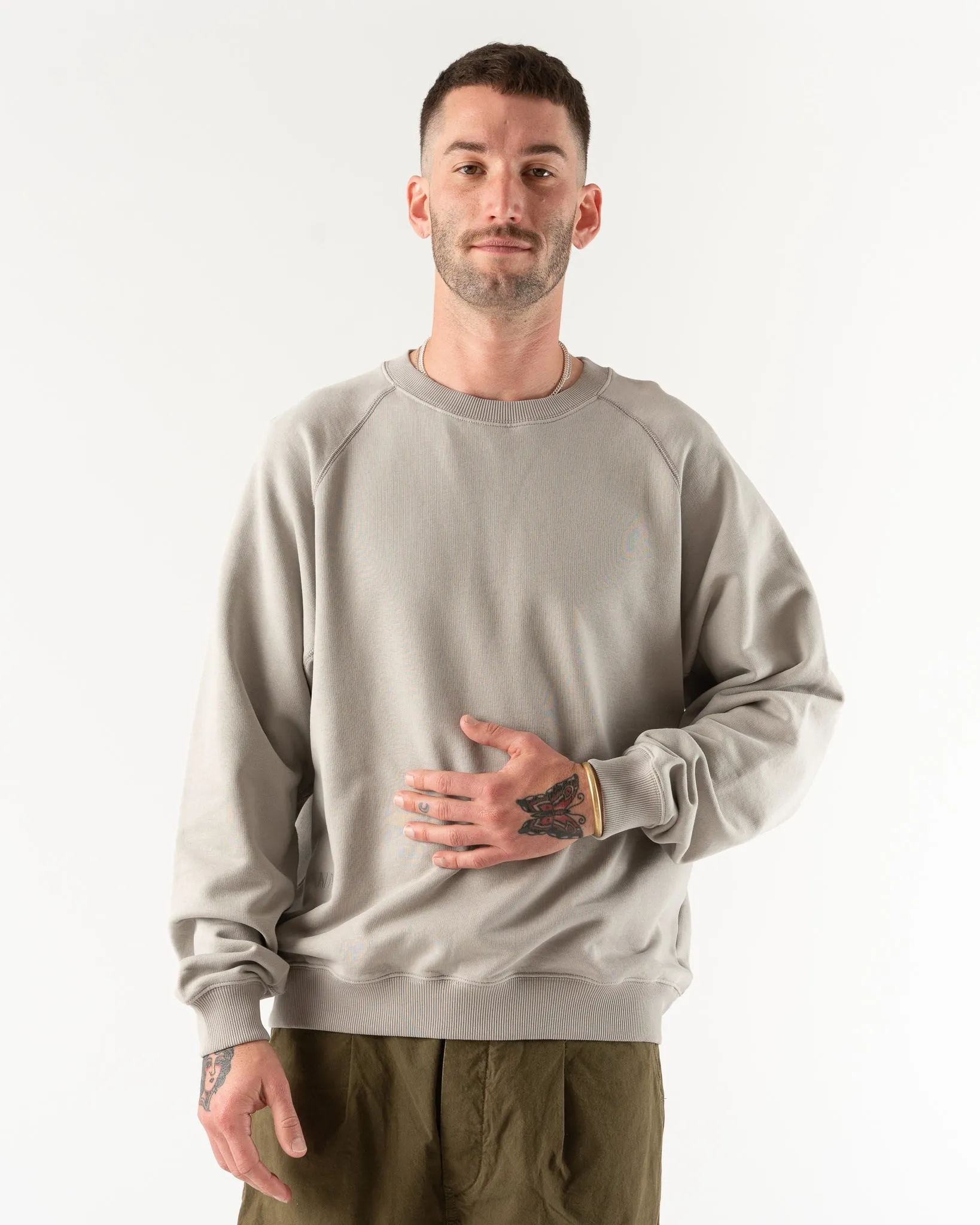 Applied Art Forms NM1-5 Raglan Sweater in Ghost Grey