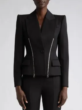 Black Double Zip Blazer Jacket