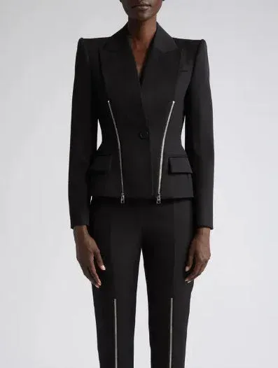 Black Double Zip Blazer Jacket