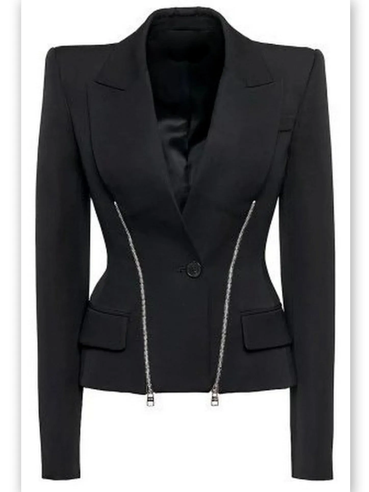 Black Double Zip Blazer Jacket