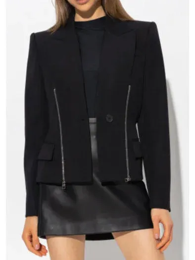 Black Double Zip Blazer Jacket