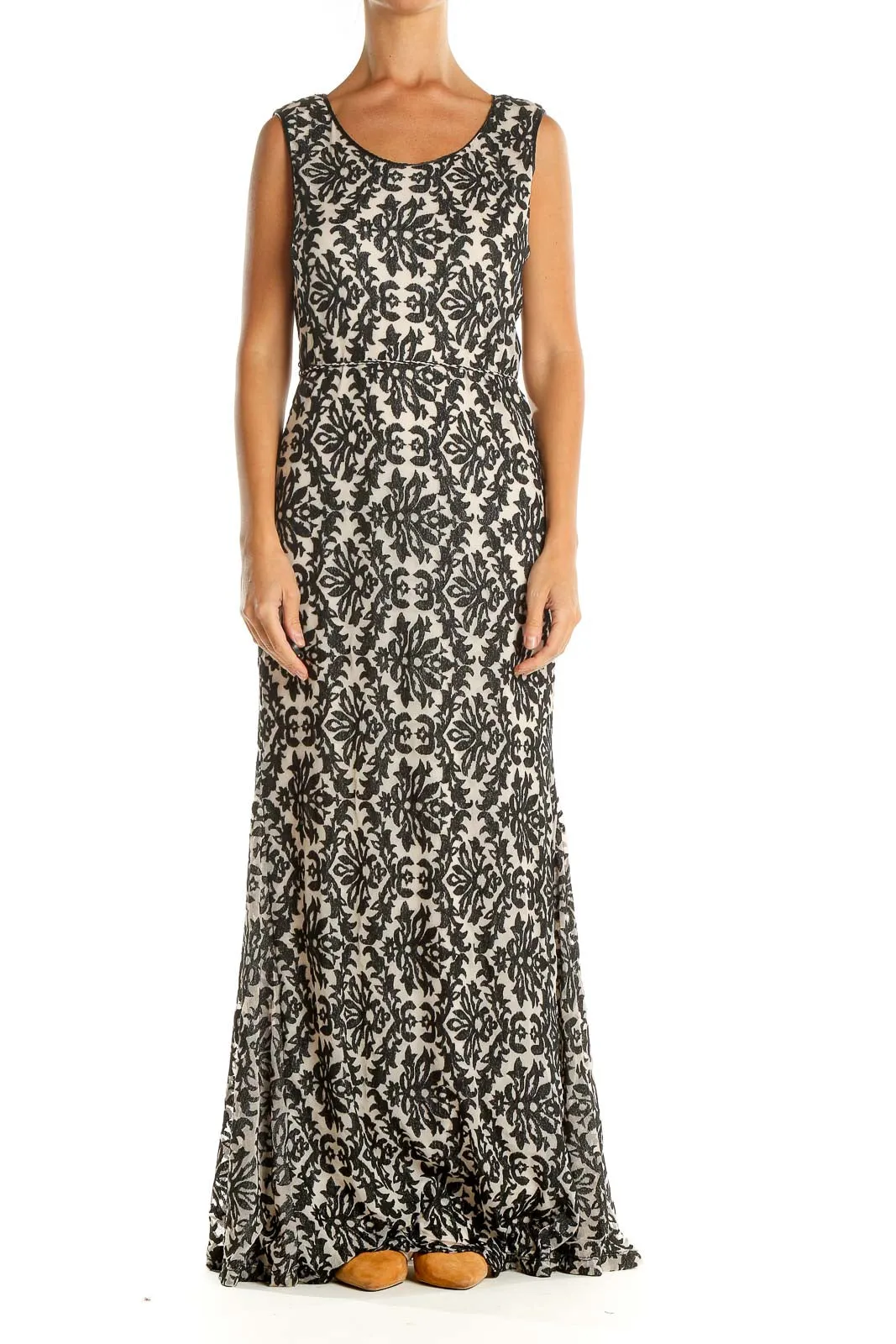 Black Printed Casual Column Dress