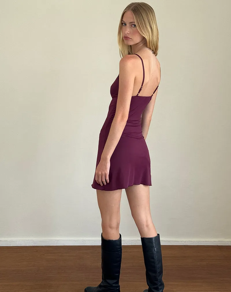 Britney Mini Dress in Smooth Slinky Berry