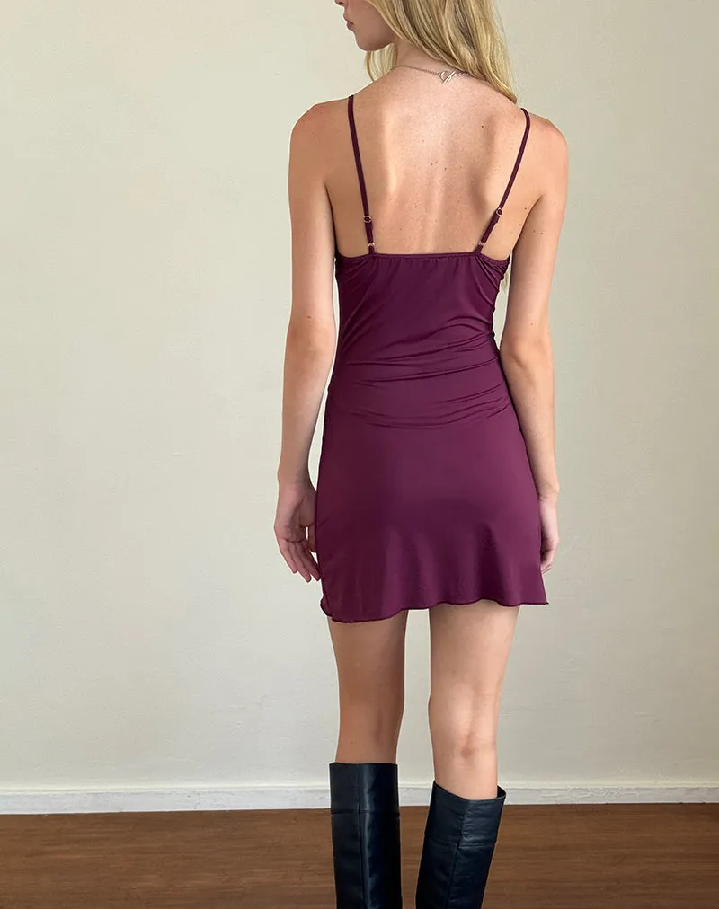 Britney Mini Dress in Smooth Slinky Berry