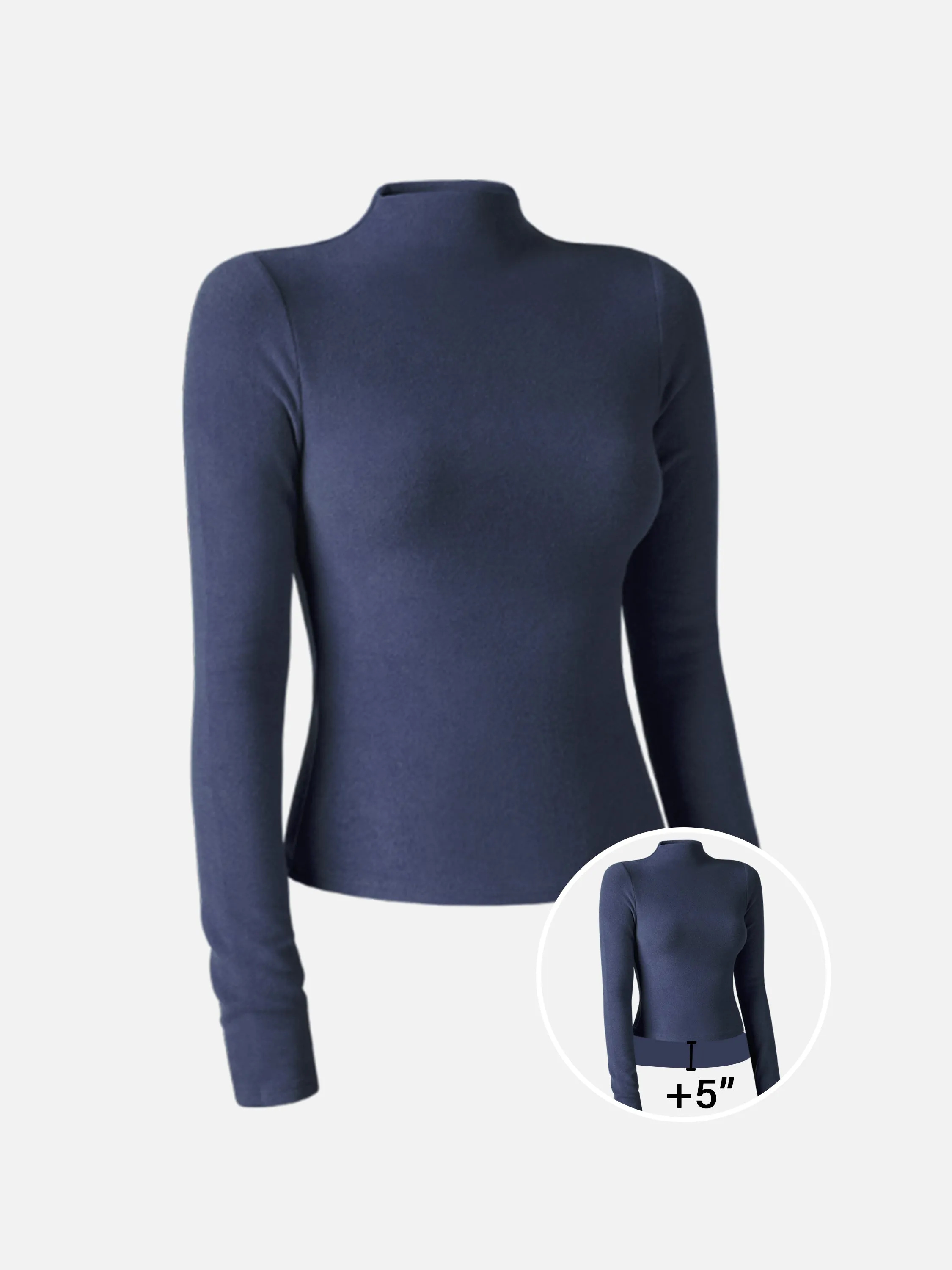 Brushed Mock Neck Top-Hip Length