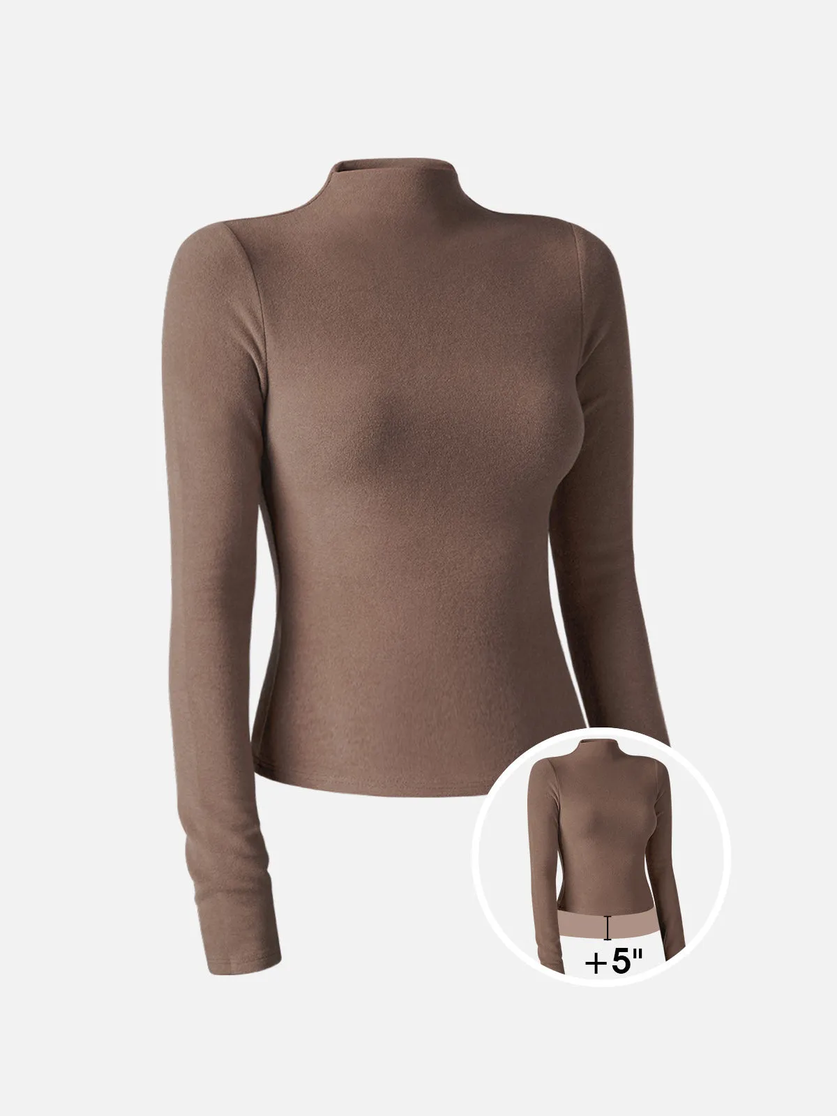 Brushed Mock Neck Top-Hip Length