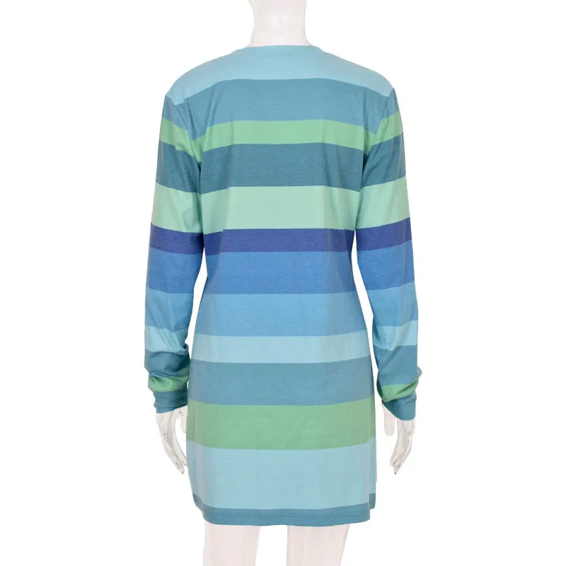 Casual Long Sleeve Striped Dress