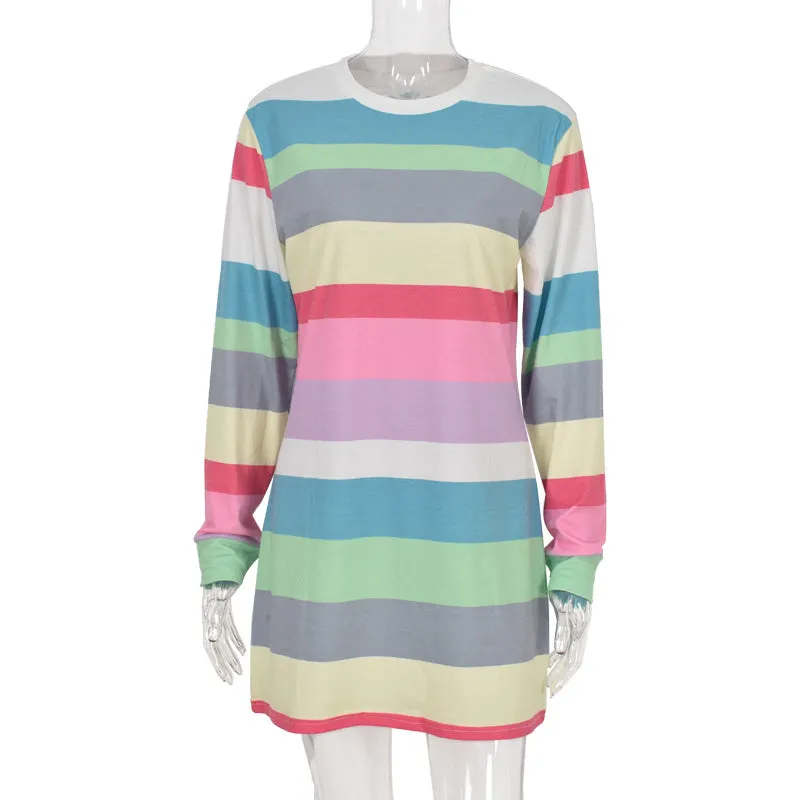 Casual Long Sleeve Striped Dress