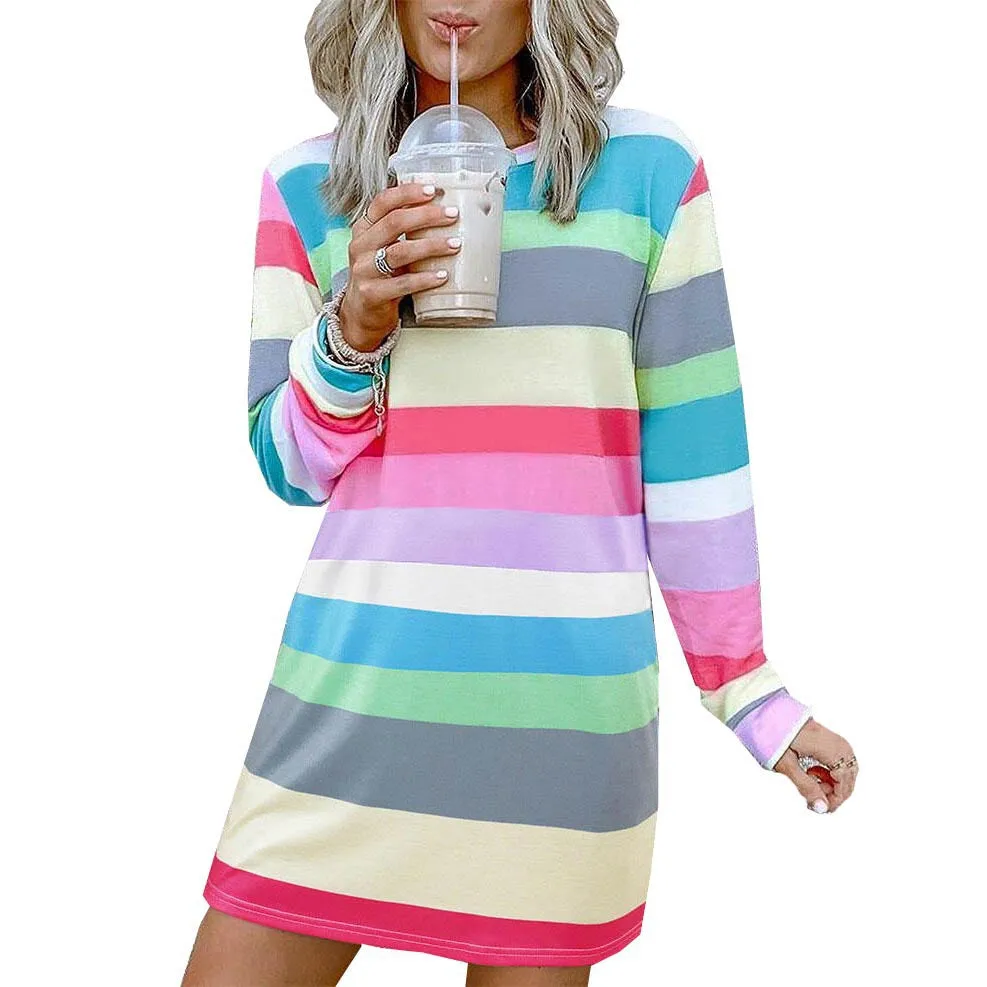 Casual Long Sleeve Striped Dress