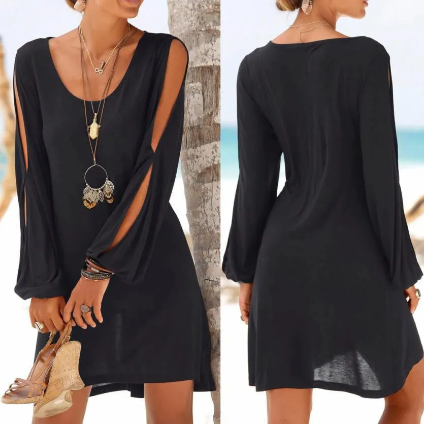 Casual O-Neck Hollow Dress