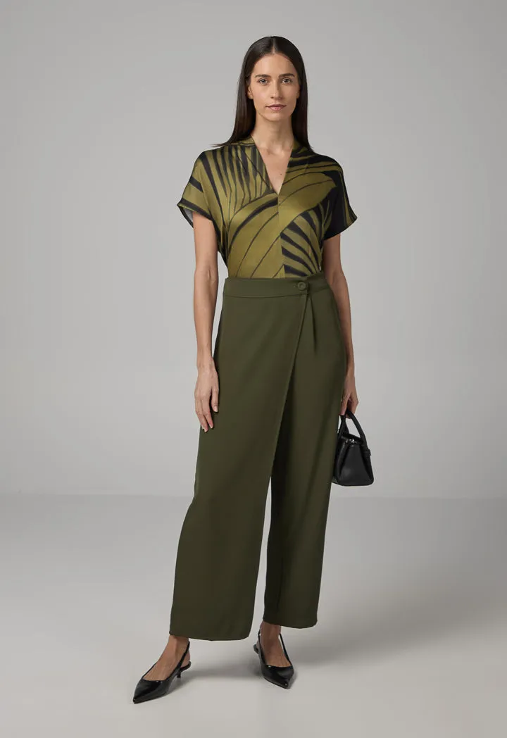 Choice Straight Cut Wrap Trousers Khaki