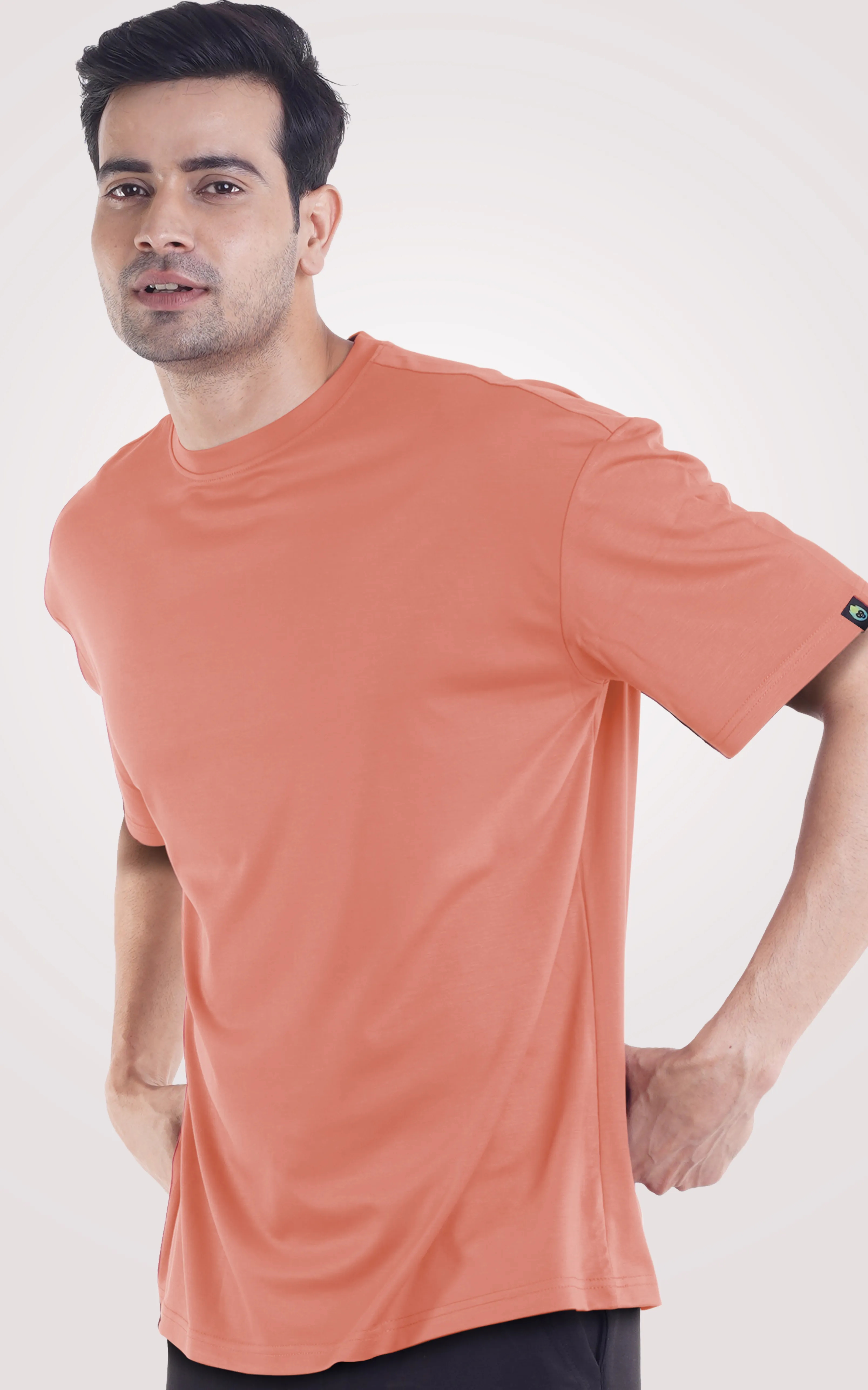 COOLDOWN-Light Orange Plain Over Size T-Shirt