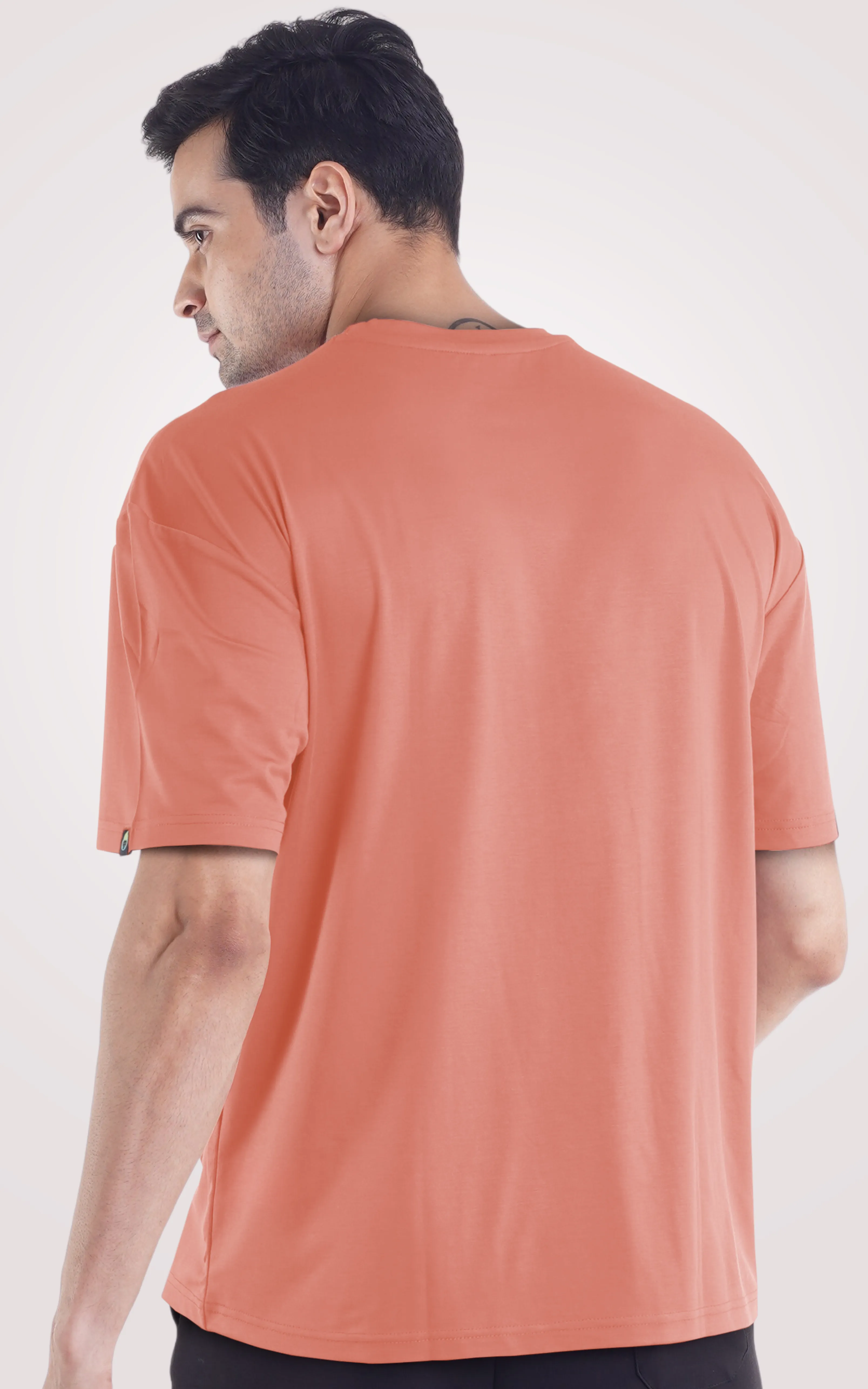 COOLDOWN-Light Orange Plain Over Size T-Shirt