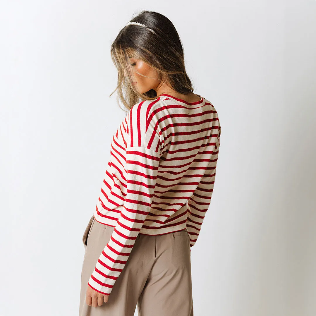 Crimson Striped Sweater