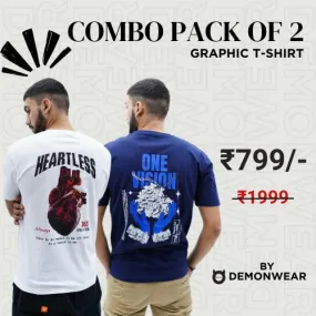 Demon Wear's One Vision "Heartless" Graphic T-Shirt Combo Pack of 2 for Him