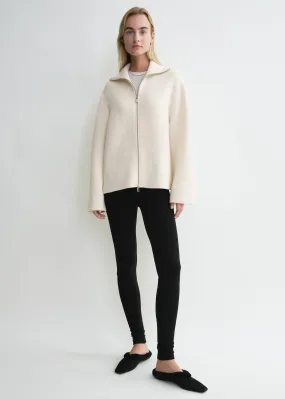 Double-knit zip sweater off-white