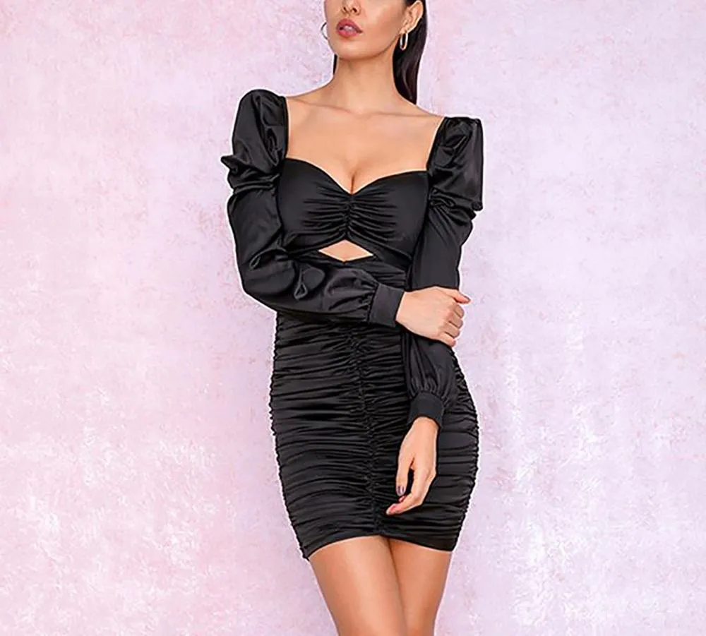 Fashion sexy palace sleeves sexy tube top hollow bag hip dress women