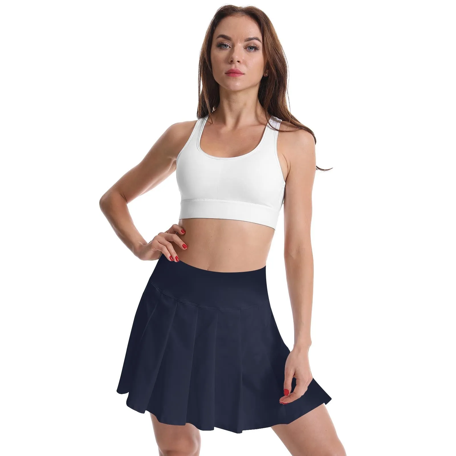 Golf Women's Tennis Skirts Pleated High Waisted Black