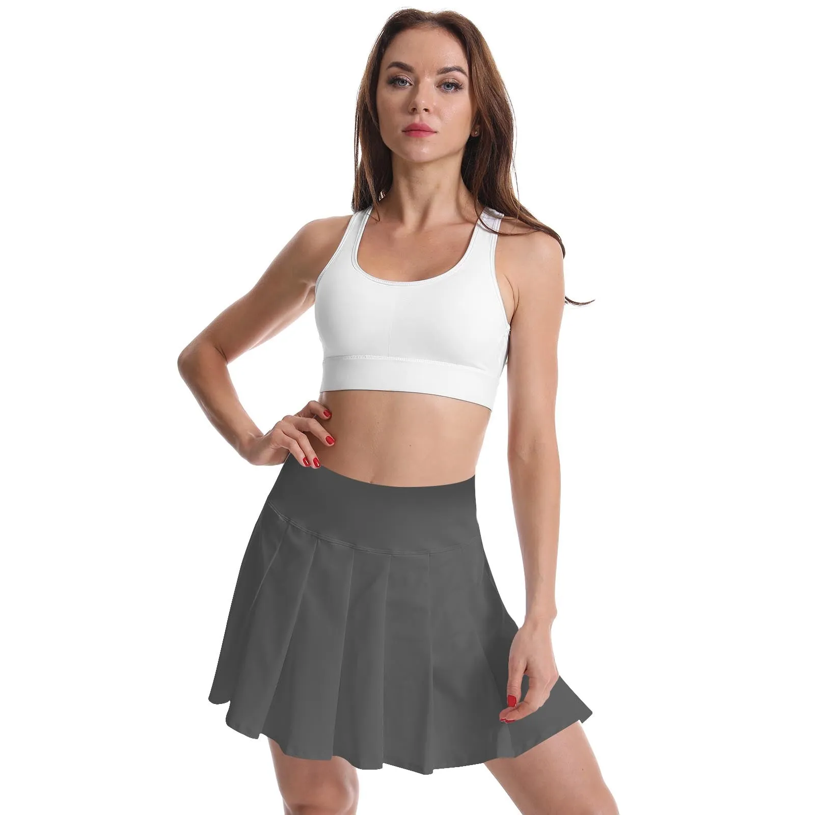 Golf Women's Tennis Skirts Pleated High Waisted Black