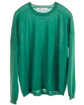 Green Long Sleeve Textured Crewneck Pullover