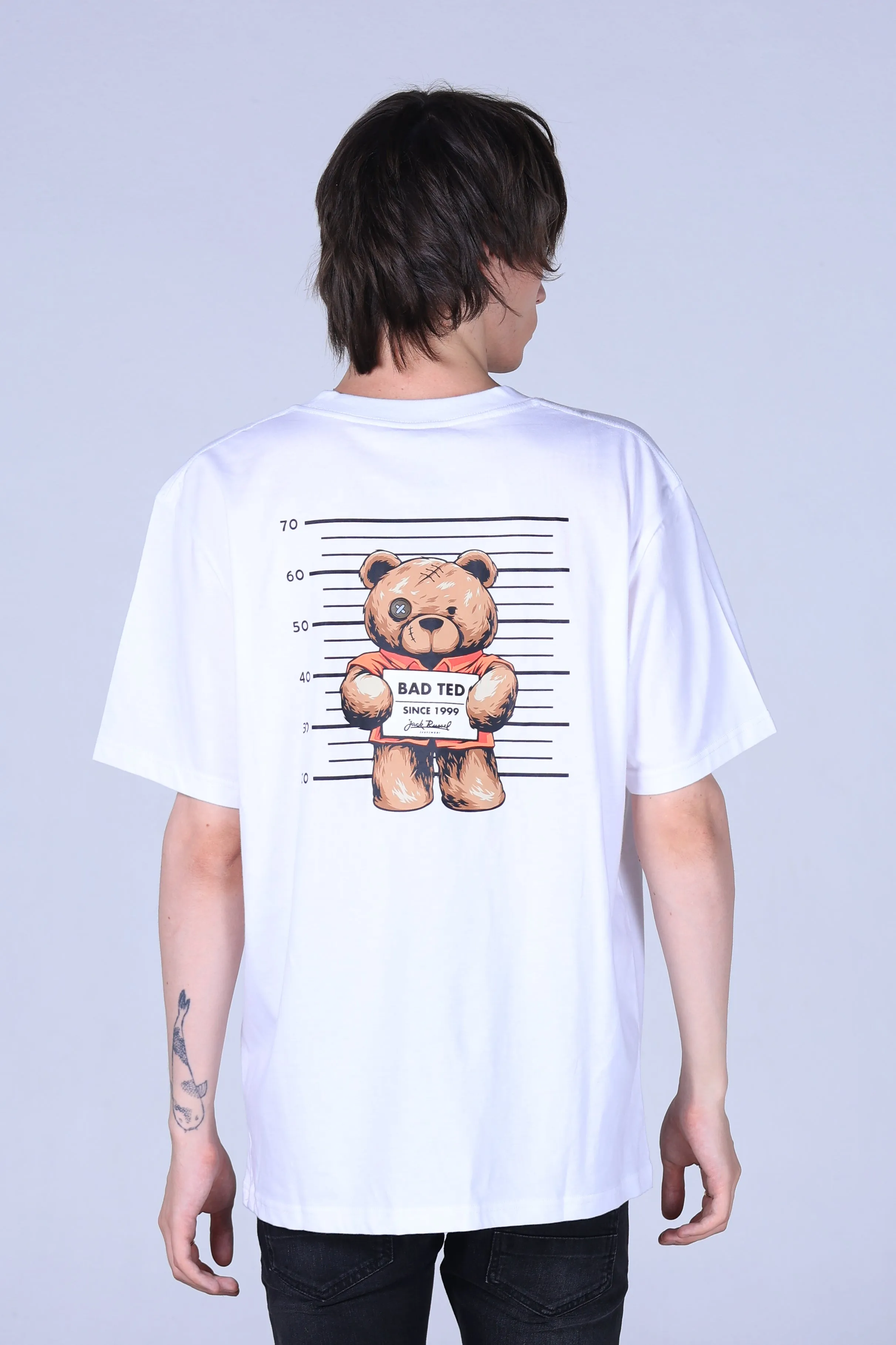 Jack Russel - Men T-Shirts - Klassik TJ-OZ13/WH Oversized Bad Ted White