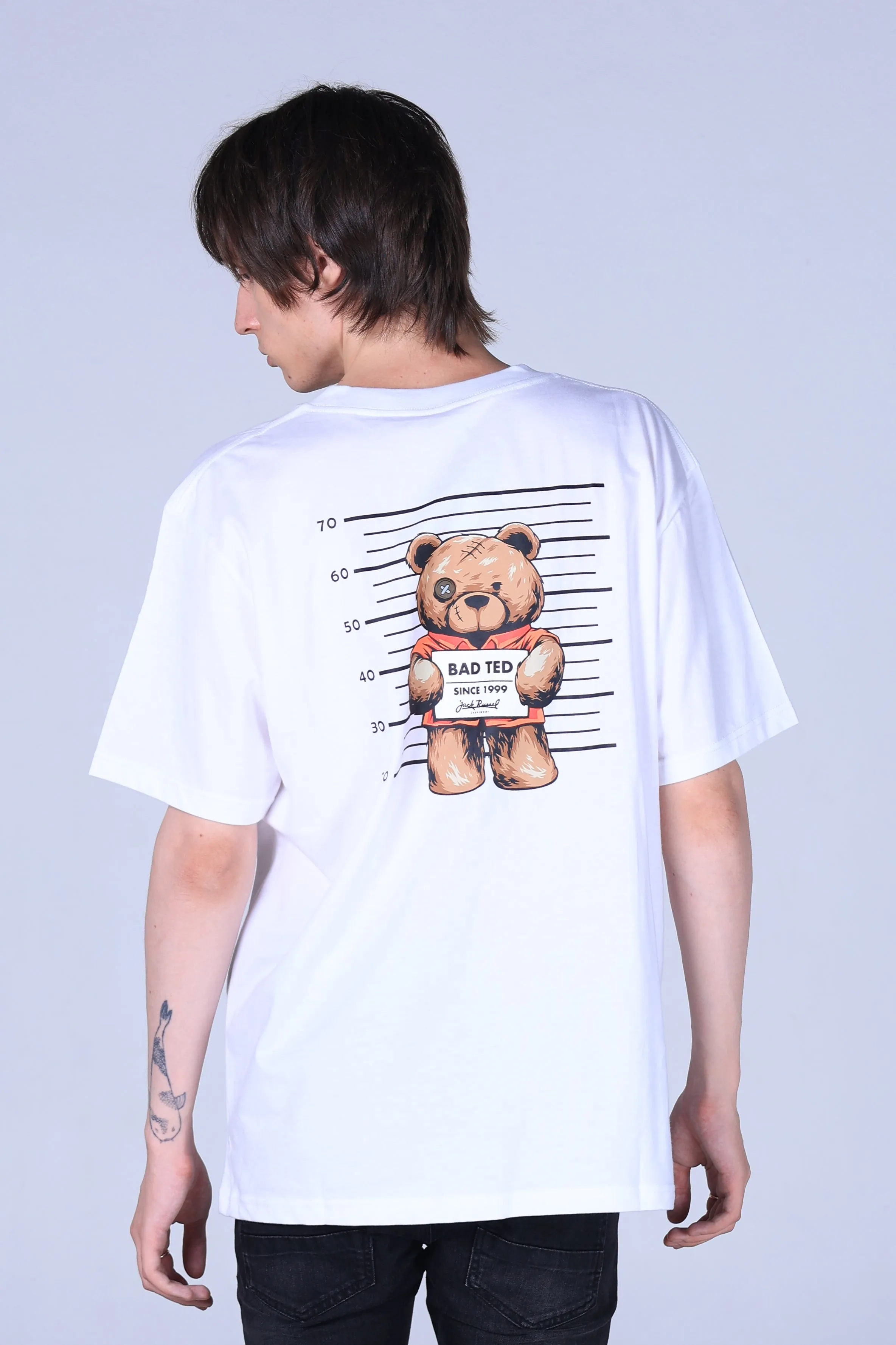 Jack Russel - Men T-Shirts - Klassik TJ-OZ13/WH Oversized Bad Ted White