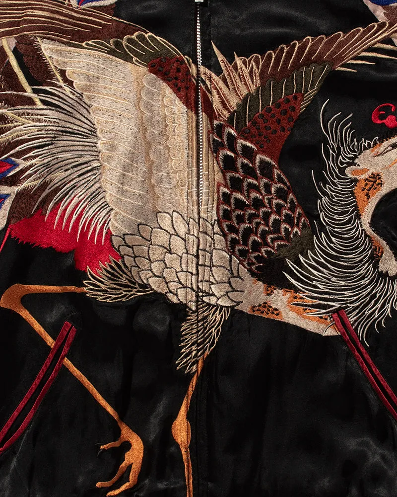 Japanese Repro Souvenir Jacket, Reversible, Black and Red Peacock