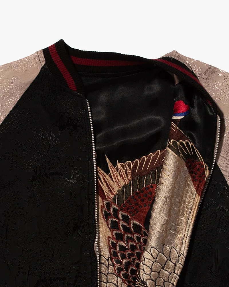 Japanese Repro Souvenir Jacket, Reversible, Black and Red Peacock