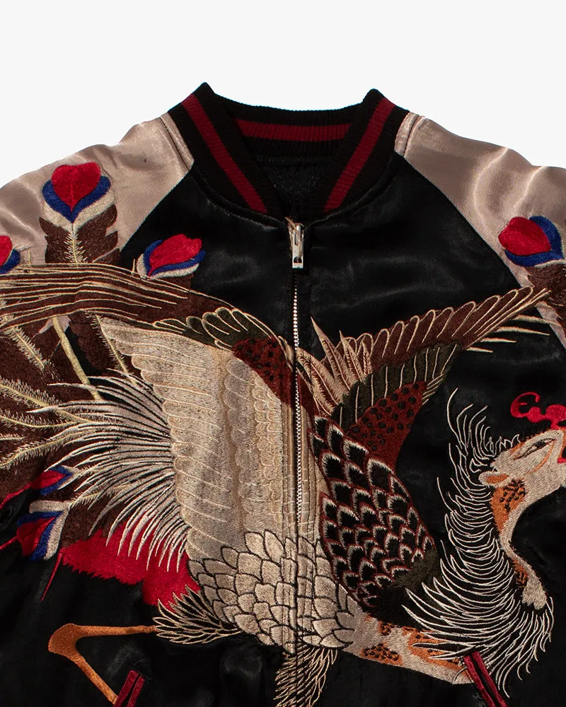 Japanese Repro Souvenir Jacket, Reversible, Black and Red Peacock