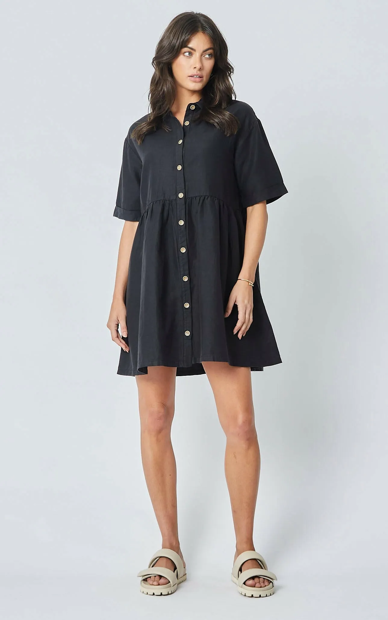 Jozie Black Loose Linen Dress