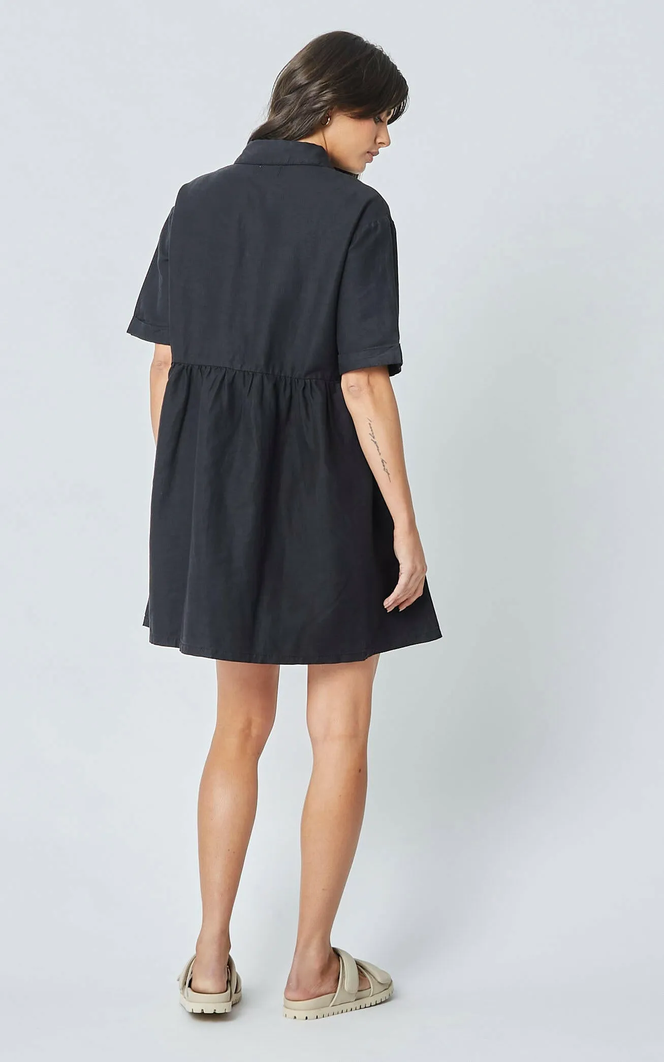 Jozie Black Loose Linen Dress