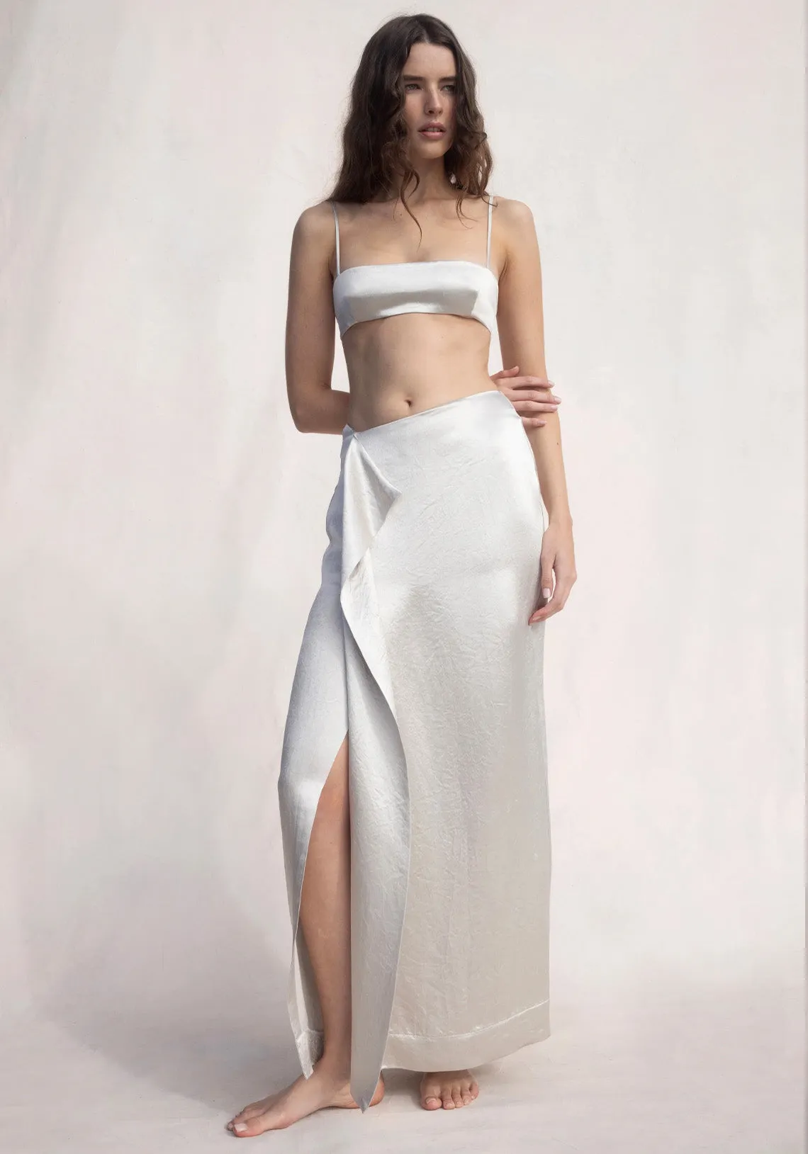 KOBE WRAP OVER MAXI SKIRT SILVER