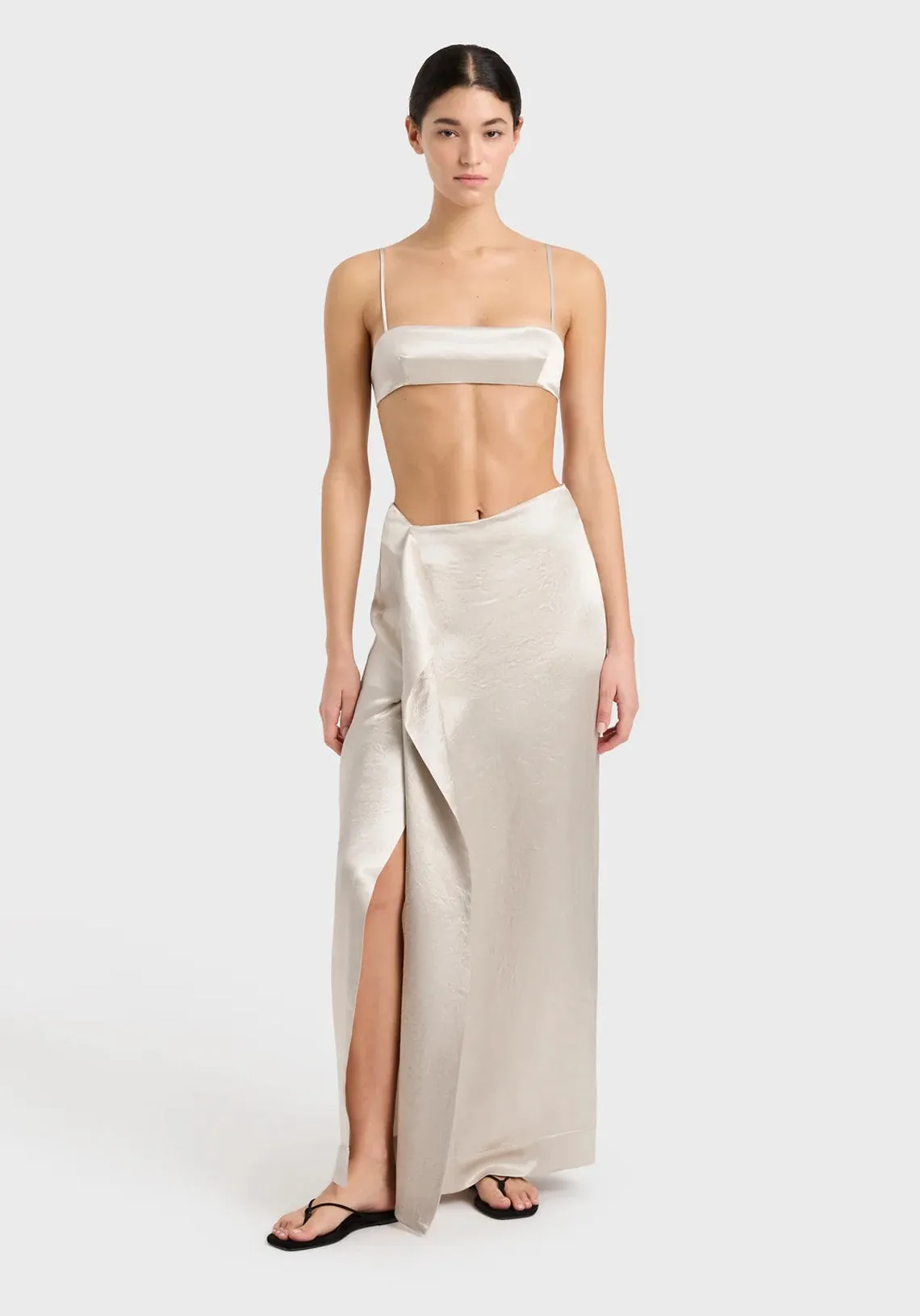 KOBE WRAP OVER MAXI SKIRT SILVER