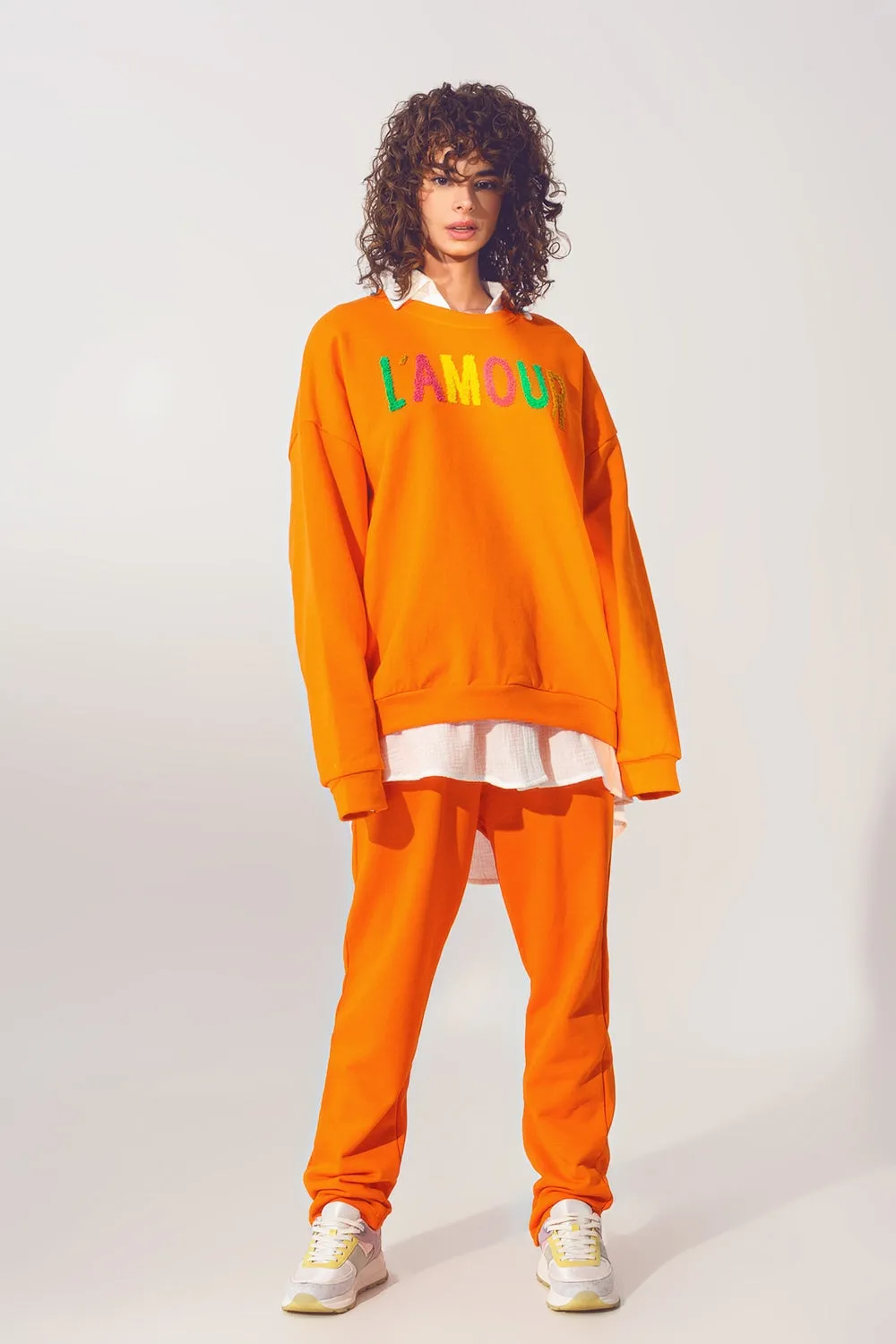 l'Amour Text Sweater in Orange