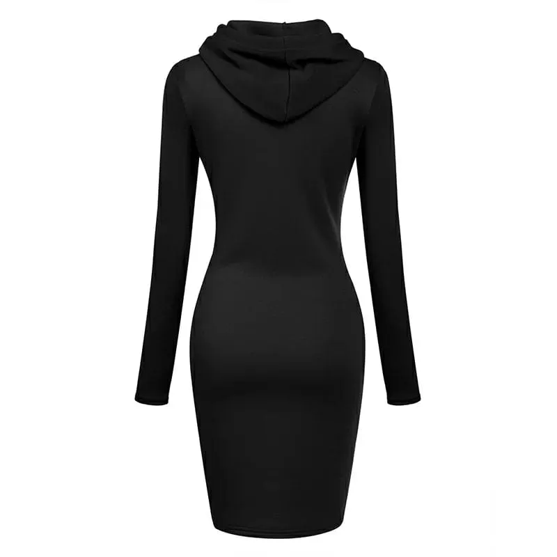 Latest Hot Women's Queen Printed Knee Hoodie Slim Dresses