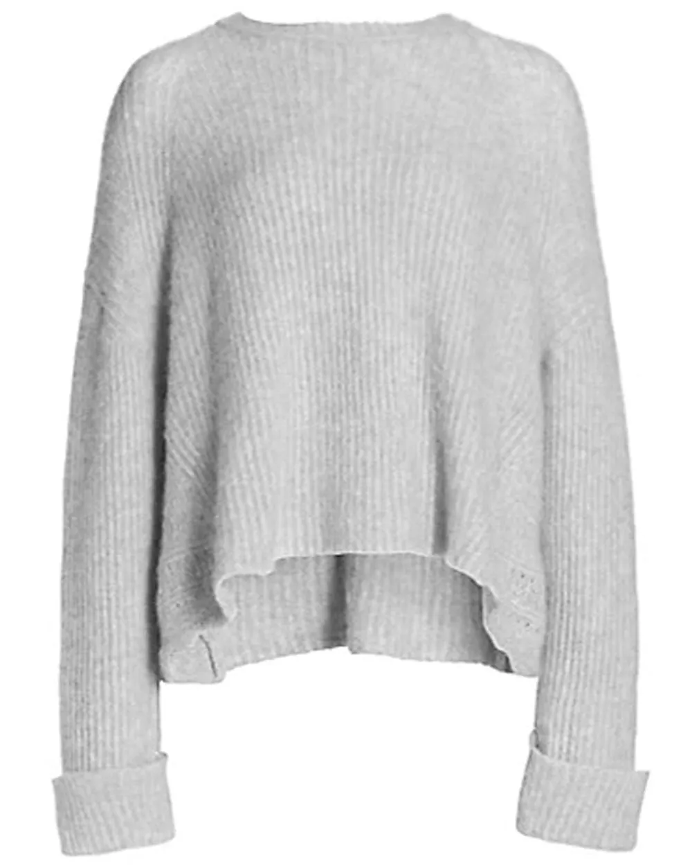 Light Grey Crew Neck Rib Lace Pullover