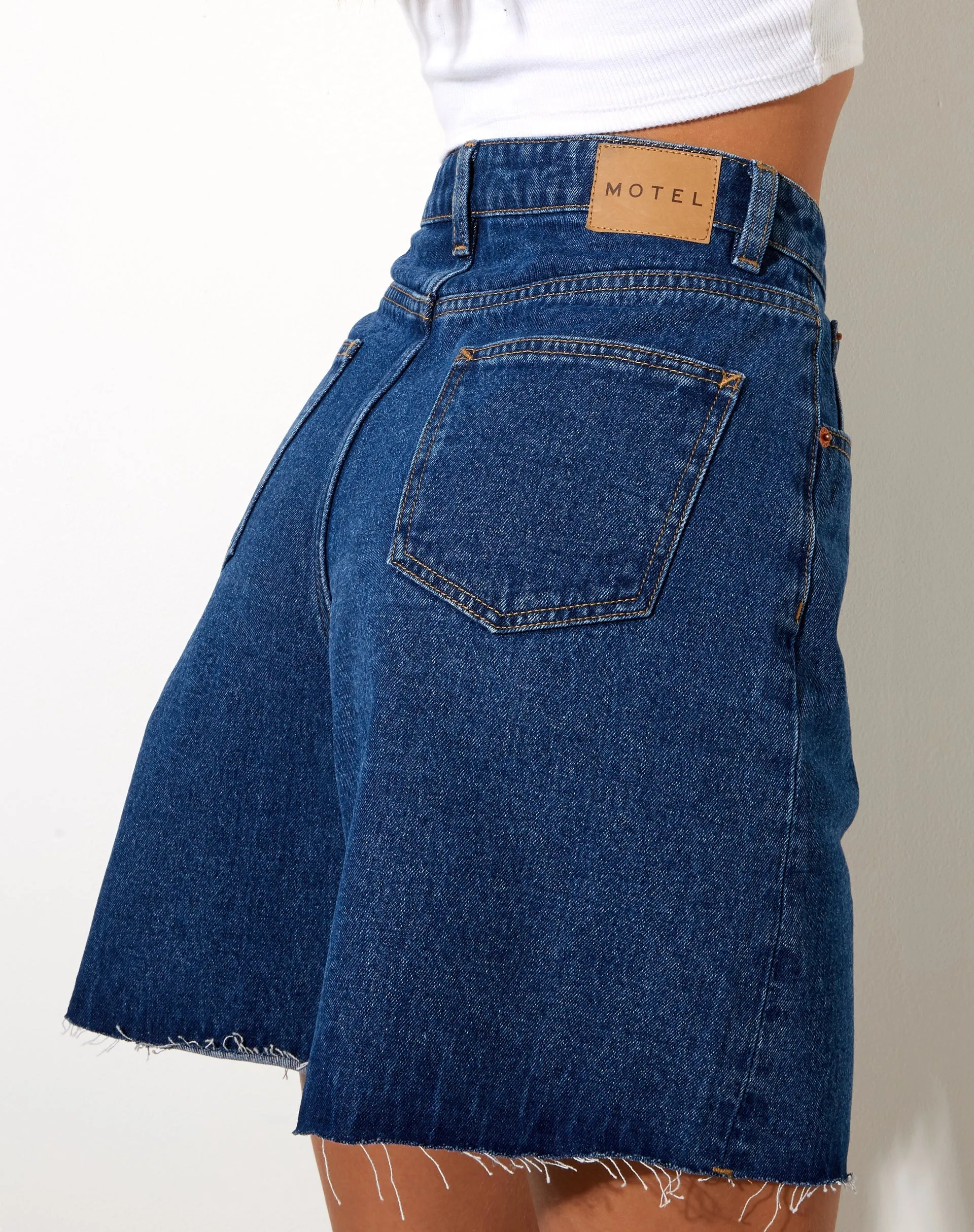 Loose Fit Denim Short in Classic Blue