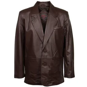 Lucky Leather 118 Men's 2 Button Classic Chocolate Brown Leather Blazer