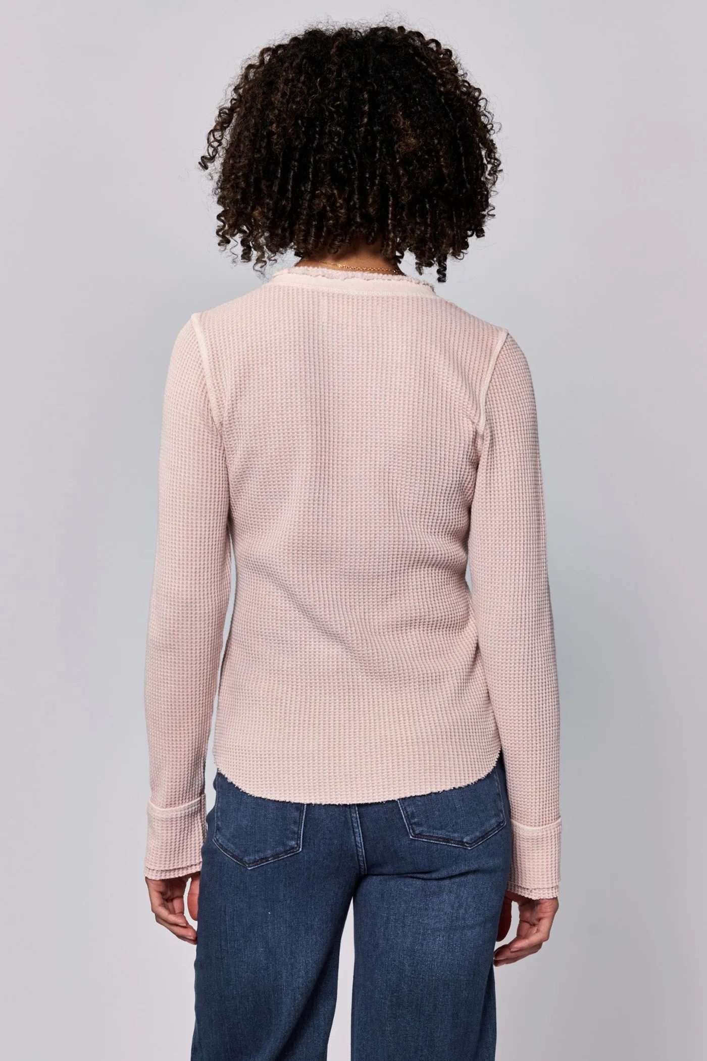 LUNA V-NECK LONG SLEEVE FITTED TOP SEPIA ROSE