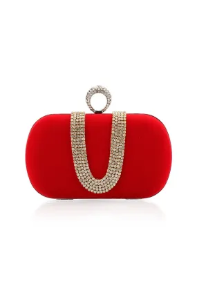 Luxury Red Handbag with Rhinestones