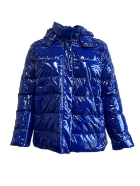 Marina Rinaldi Women's Blue Paiolo Hooded Down Jacket NWT