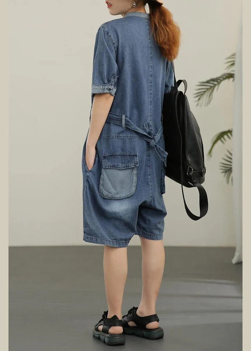 Modern Blue Pockets shorts Jumpsuit Shorts Summer