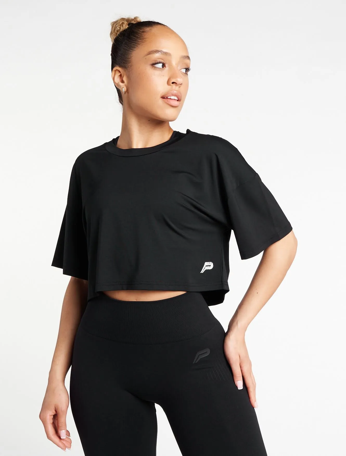 Oversized Crop T-Shirt - Black