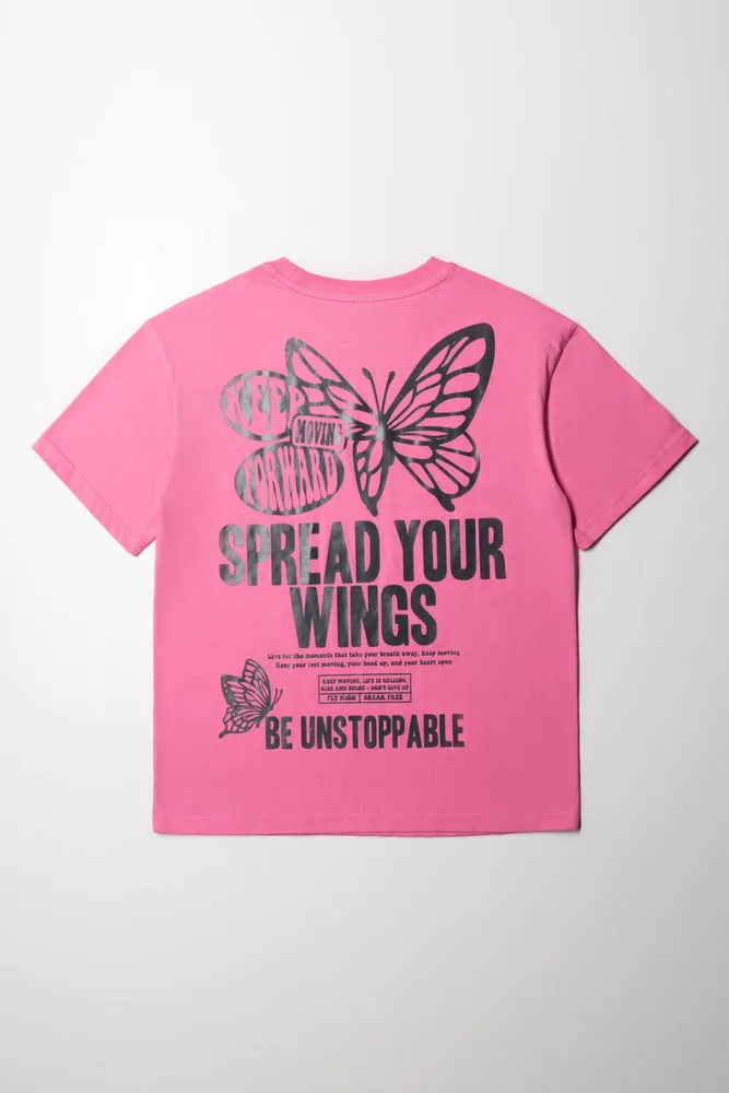 Oversized Tshirt Butterfly Rosebloom