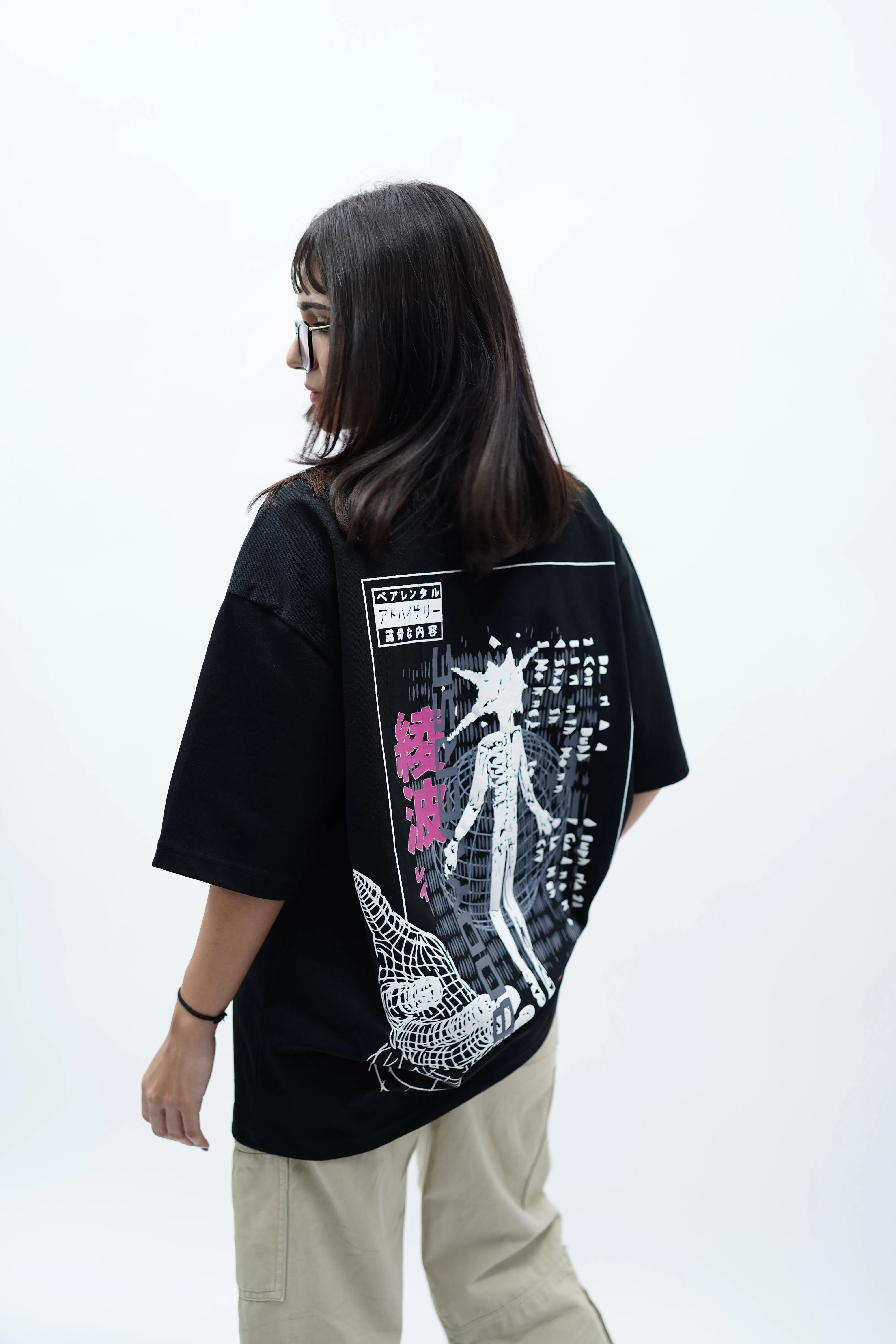 "Demon Verse" Oversized Puff Print Black T-Shirt By DemonWear for Her