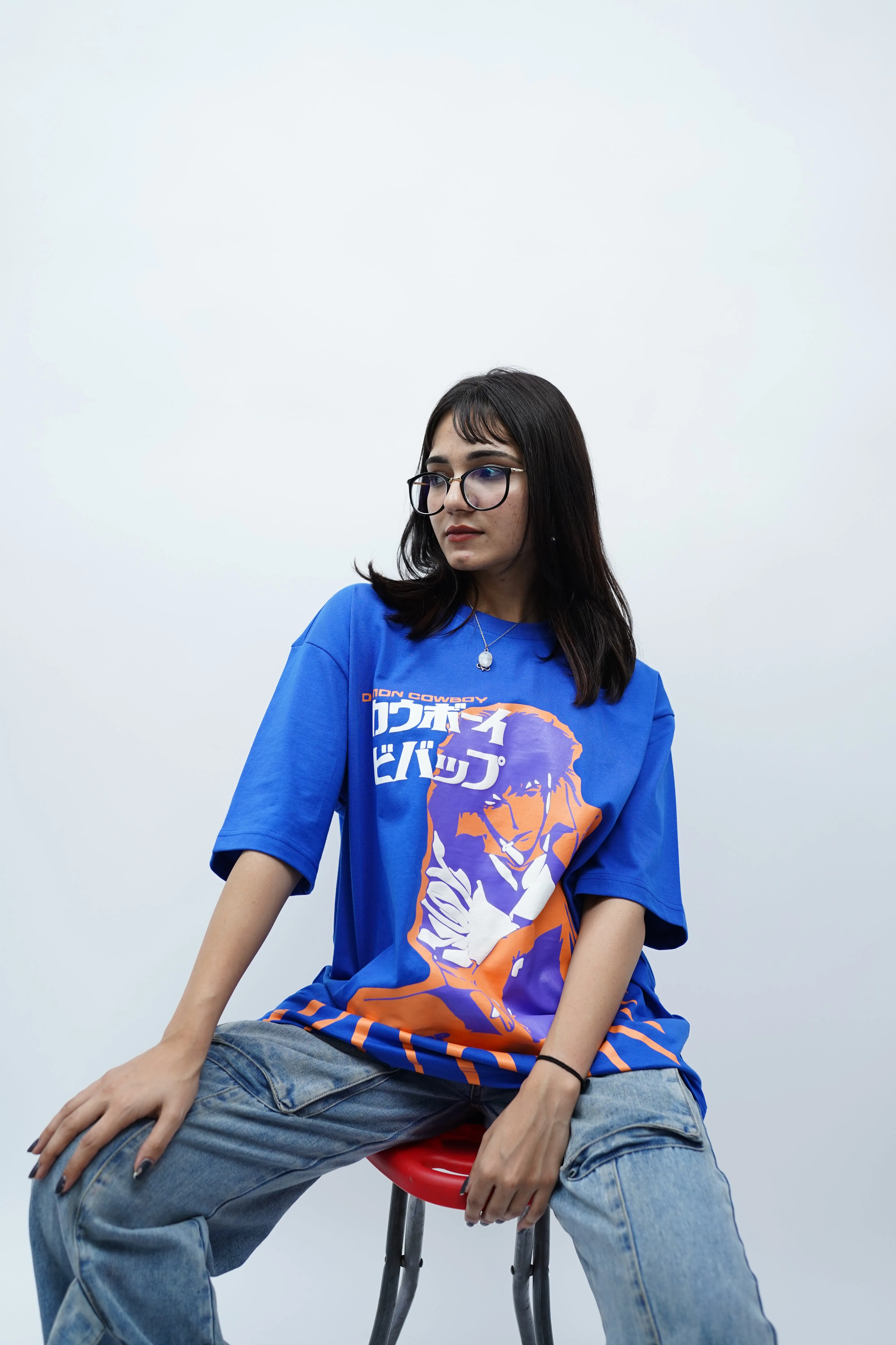 "Space Cowboy" Oversized Puff Print Blue T-Shirt By DemonWear for Her