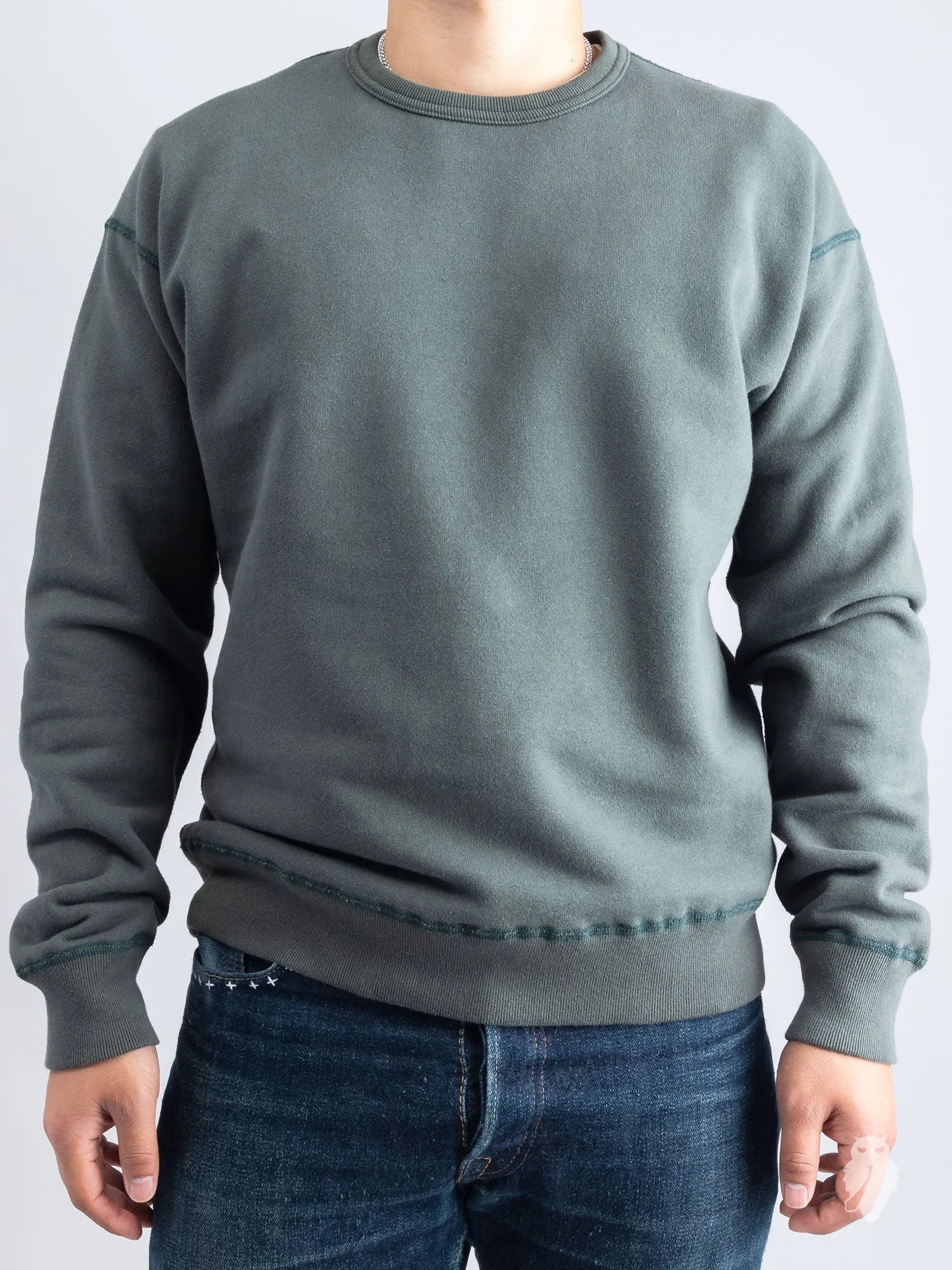 Relaxed Fleece Crewneck Sweater in Pine