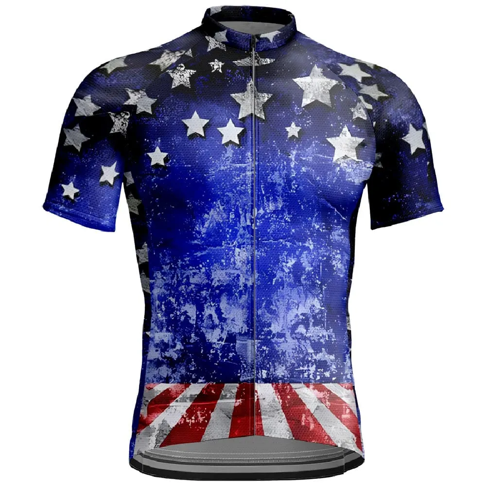 Star & Stripe  Pattern Men's Cycling Shirt Flag top